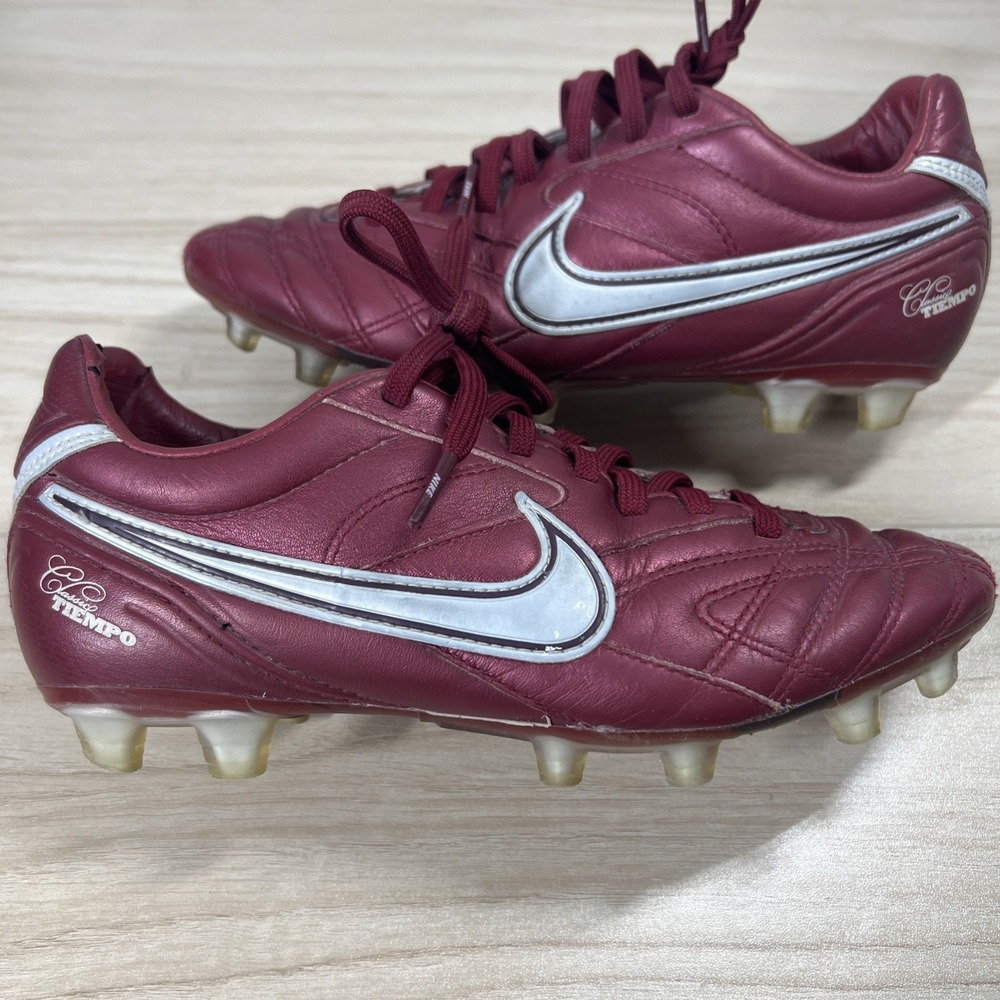 Nike Tiempo Classic Wine‎ Red Leather Boots Soccer Cleats Size 4 Men Rare 2010